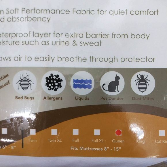 Queen Matress Protector Cover Anti Bed Bug Allergen Pet Dander Dust Mites - Picture 5 of 6